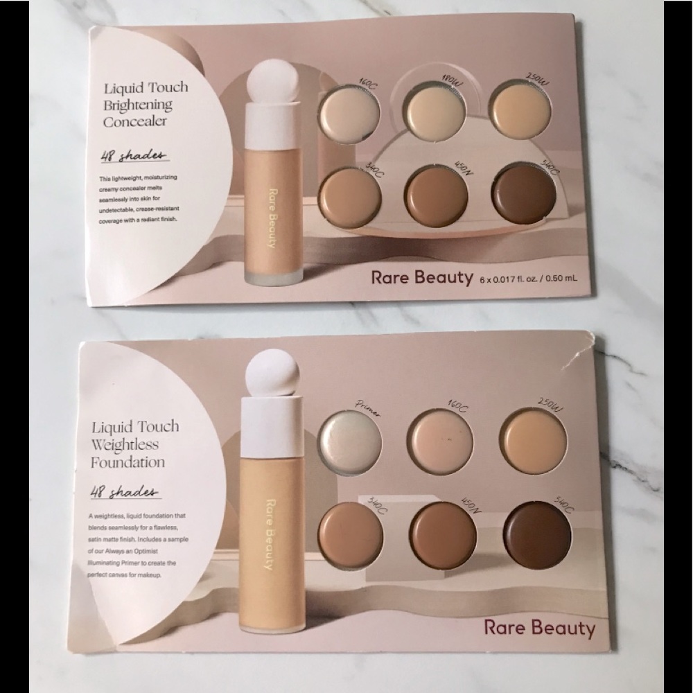 2 RareBeauty liquid WEIGHTLESS FOUNDATION cards